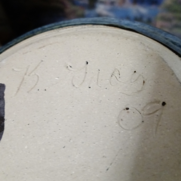 Karen Gray Handmade pottery chip and dip bowl πNWOT,12"Γ8",Nice Gift. π - Picture 8 of 11